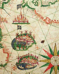The Cities of Marseille and Genoa with their ports, from a nautical atlas, 1651 (detail)